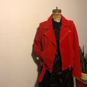 🚨Maje red moto sued leather jacket 🚨